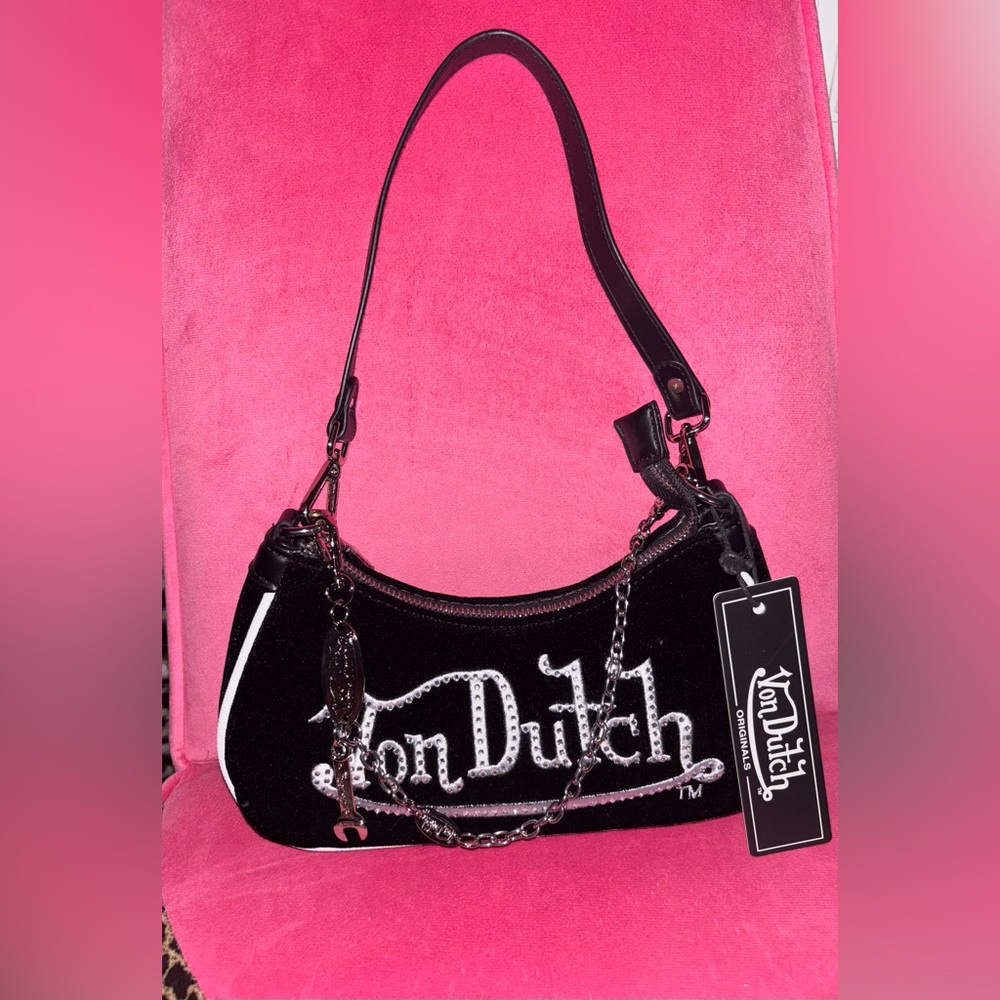 Von Dutch Black and White Shoulder Bag